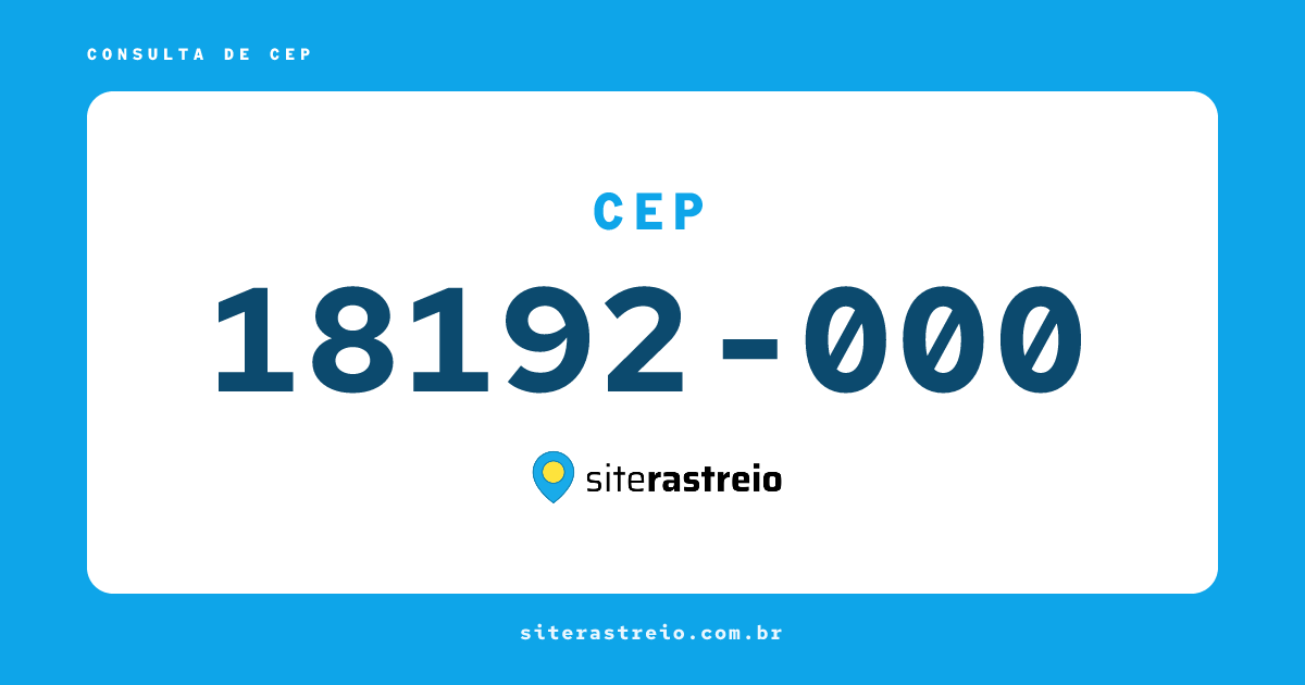 18192000 | CEP 18192-000 é de onde? Endereço e todas informações